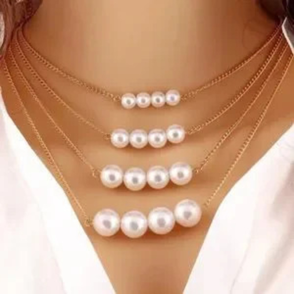 Gold Filled Multilayered Pearl Necklace